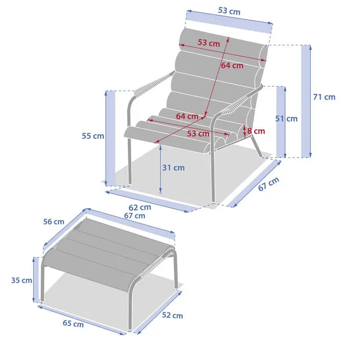 Градински шезлонг с поставка за крака Hesperide Solani, Глинен