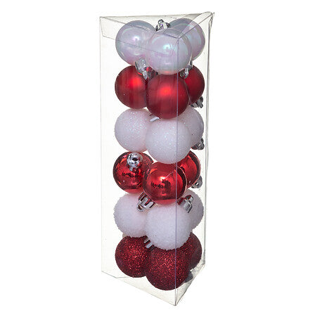 Коледни топки atmosphera Colorama de Noël, Комплект 18 бр., Червено и бяло, 3 cm
