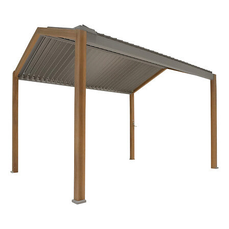 Пергола Hesperide Ecozia, Алуминий с дървесен ефект, 4x3 m