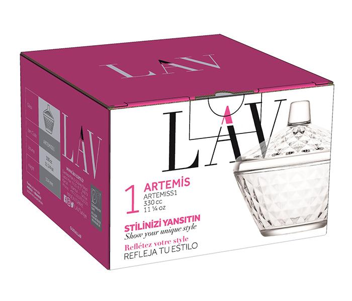 Стъклена захарница с капак LAV Artemis Ø12