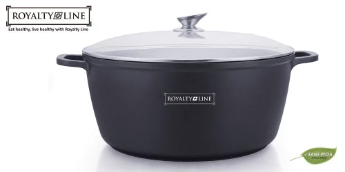 Fazék üvegfedővel Royalty Line BS36M, 36 cm, 13 L, Márvány bevonat, Indukciós