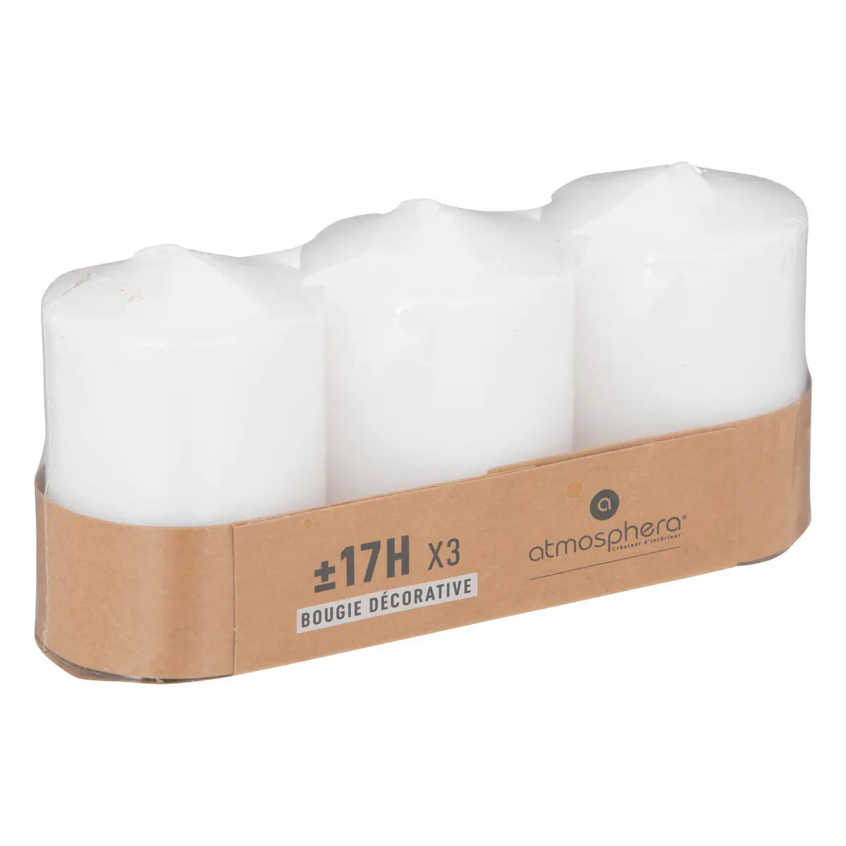 Комплект свещи без аромат atmosphera Many, 3 Броя, Votive, 5x7.5 см, Бели