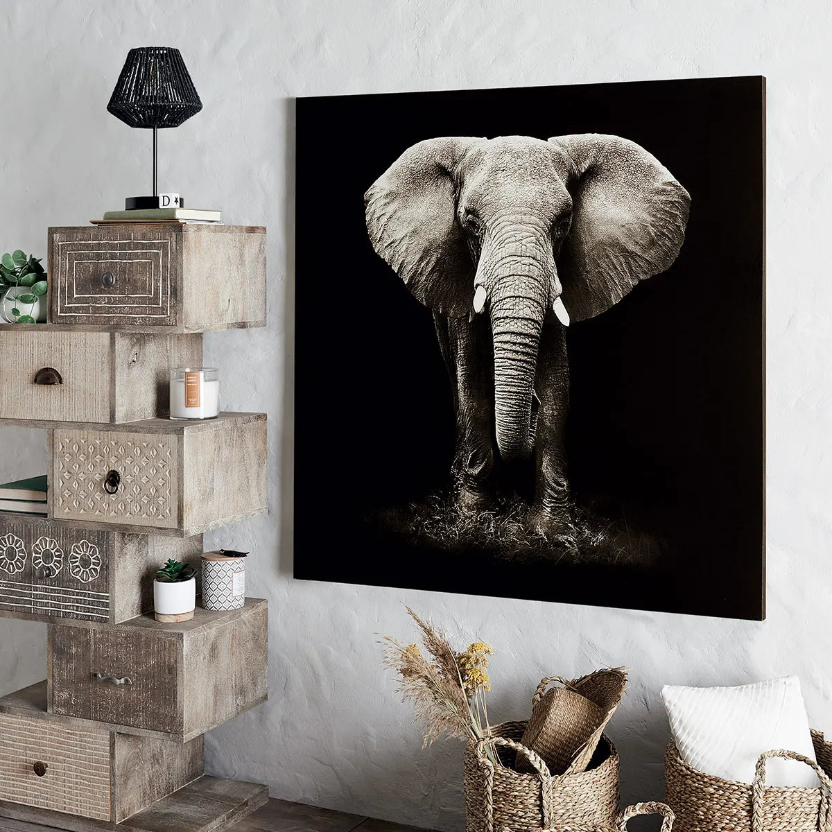 Картина atmosphera Elephant, Принт на платно 100x100 см