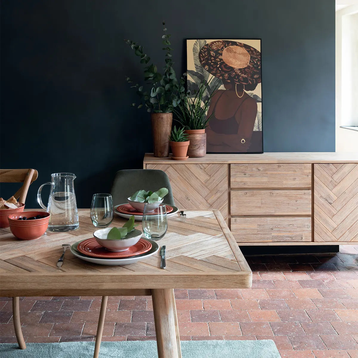 Разтегателна трапезна маса Aeris, 180-220x90 cm, Акациево дърво