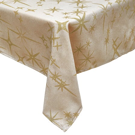 Canvas star tablecloth 140 x 360 cm, beige