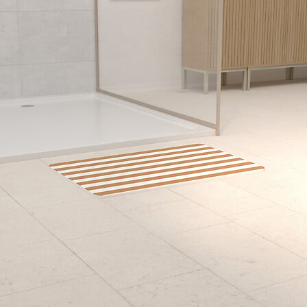 Постелка за баня 5five Strio, Диатомит, 39 x 60 cm, Жълта