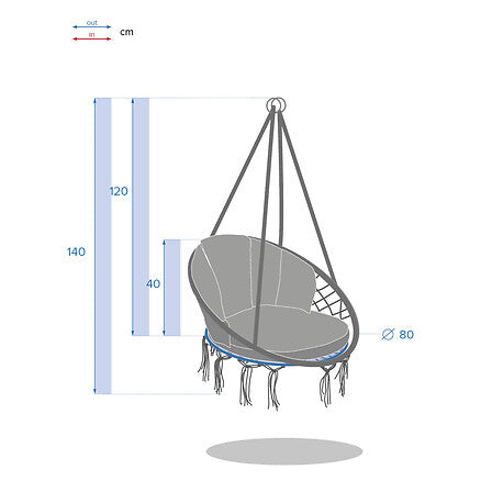 Висящ стол с възглавница Hesperide Cordessa, Бежов, 80 cm