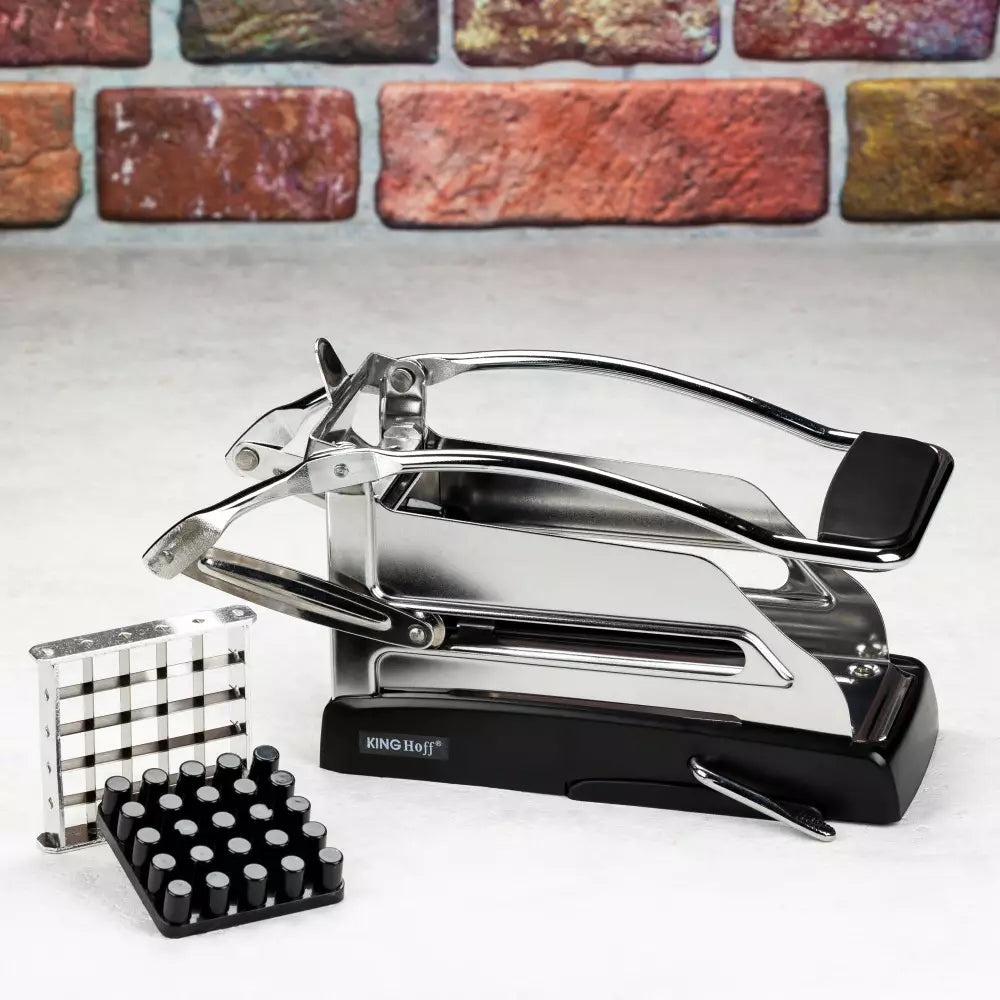 Burgonyaszeletelő KingHoff 1207, 25-49 szeletig, Vákuumos tapadás, Inox/fekete