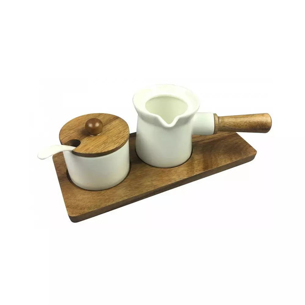 Kávéskészlet Kassel 93559, Porcelán és akácfa