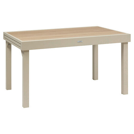 Piazza sliding extension extendable table 10 seats glass printed spelt clay