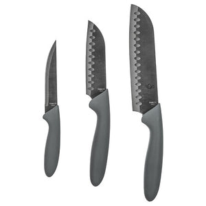 Комплект от 3 ножа Сантоку 5five Essentiels, Полипропилен, Сив