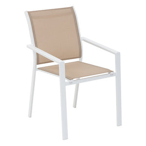 Essentia linen white aluminium stacking dining chair