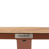 Fixed round table Oraclion 4 seats aluminum wood effect honey mahogany