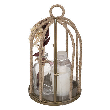 Paola cage scent gift set with cord linen-coloured