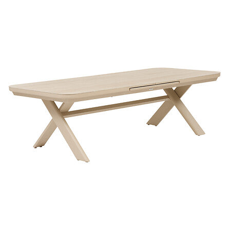 Table Volupty extendable automatic extension 12 seats aluminum and sintered stone buckwheat stone
