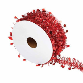 Fine star roll garland 3 m red