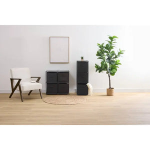Рафт 5five Mix'n Modul, 3 отделения и 3 кутии за съхранение, 34 x 34 x 99 cm, Черен