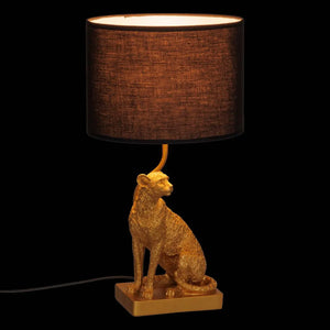 Asztali lámpa Atmosphera Gepi, leopárdmintás, magasság 47.5 cm, aranyszínű