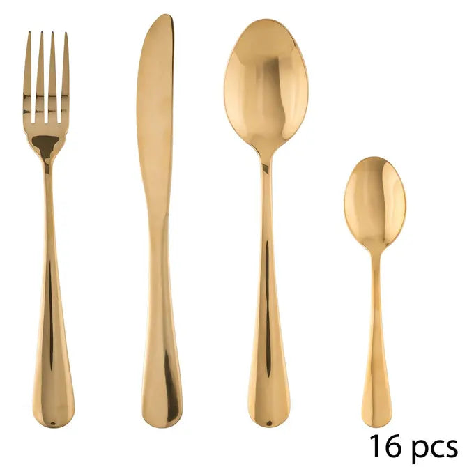 Комплект прибори Secret de Gourmet Gold, Инокс, 16 части
