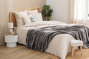 Ollis plain throw 240 x 260 cm dark grey flannel