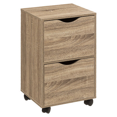 Нощно шкафче с 2 чекмеджета и колелца 5five, Бежово, 56 cm
