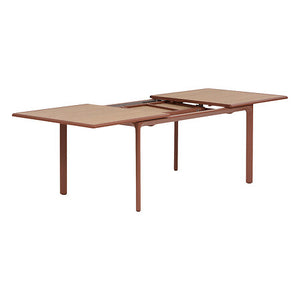 Extendable Dilors table for 10 people aluminium printed wood-effect honey mahogany