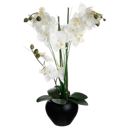 Изкуствена орхидея atmosphera Pure Winter, Грес саксия, 53 cm