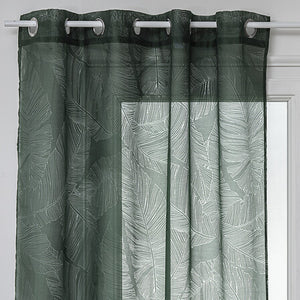 Dévo leaf sheer curtains 140 x 240 cm cedar green