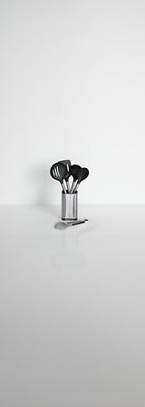 Set of 5 stainless steel utensils with stainless steel holder