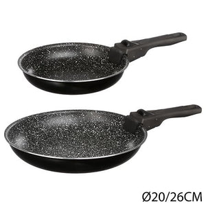 Комплект 2 тигана Five AMOVIBLE със сменяеми дръжки, Алуминий, 20/26 cm, Черни