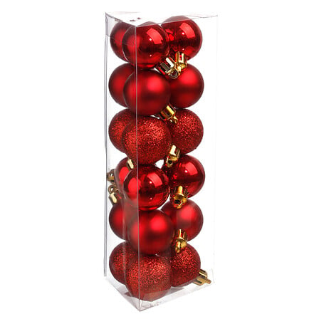 Коледни топки atmosphera Colorama de Noël, Комплект 18 бр., Червени, 3 cm