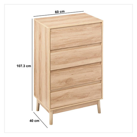 Нощно шкафче с 4 чекмеджета 5five Abana, Бежово, 107 cm