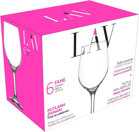 Сет чаши за вино LAV Fame, 480 мл, 6 бр