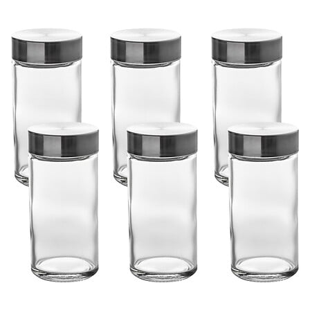 Комплект 6 стъклени буркана за подправки 5five, Прозрачен, 80 ml