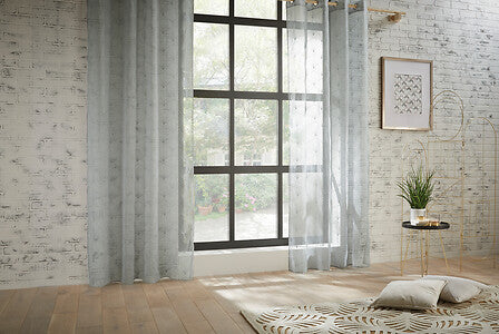 Mia embroidered sheer curtains 140 x 240 cm grey