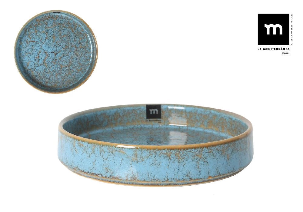 Mélytál LA MEDITERRANEA Scratch Blue, 20.3×4 cm, porcelán
