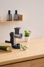 Grater with crank 3 blades L. 23.4 x D. 13 x H. 23.8 cm Silver Pro black