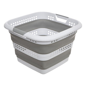Кош за пране 5five, Разтегателен, Бял/Сив, 40 л