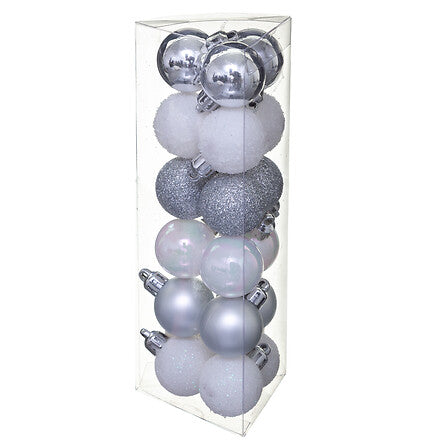 Коледни топки atmosphera Colorama de Noël, Сребристо-бели, Комплект 18 бр., 3 cm