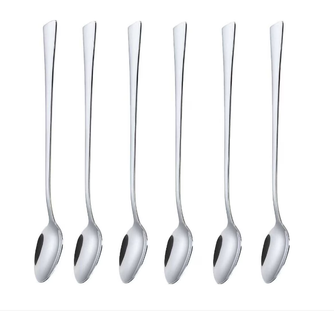 Hosszú kiskanál-készlet KingHoff 1341, 6 db, 22 cm, Inox