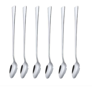 Hosszú kiskanál-készlet KingHoff 1341, 6 db, 22 cm, Inox