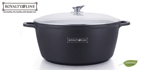 Тенджера със стъклен капак Royalty Line BS36M, 36 cm, 13 L,Мраморно покритие, Индукция