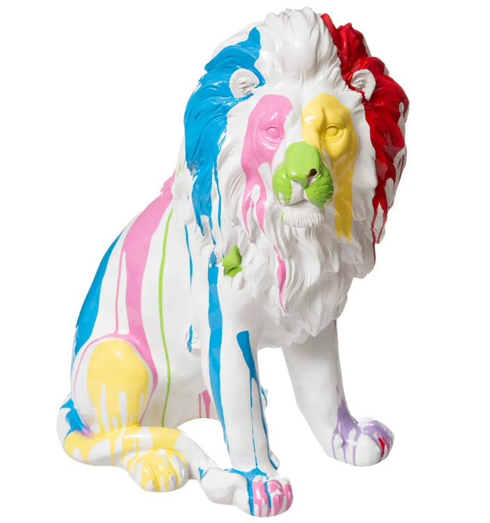 Szobor atmosphera Lion, 60 cm, Fehér gyanta