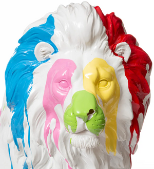 Szobor atmosphera Lion, 60 cm, Fehér gyanta