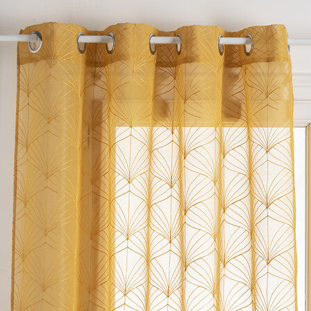 Mia embroidered sheer curtains 140 x 240 cm ochre
