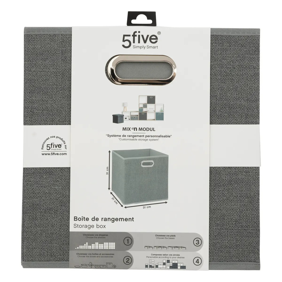Textil tárolódoboz 5five Mix N Modul, 31 × 31 cm