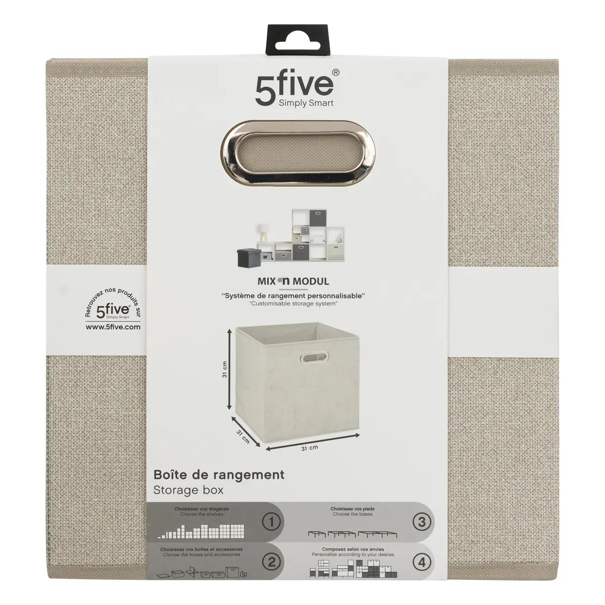 Textil tárolódoboz 5five Mix N Modul, 31 × 31 cm