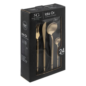 Комплект златни прибори Secret de Gourmet Ida, Инокс, 24 части