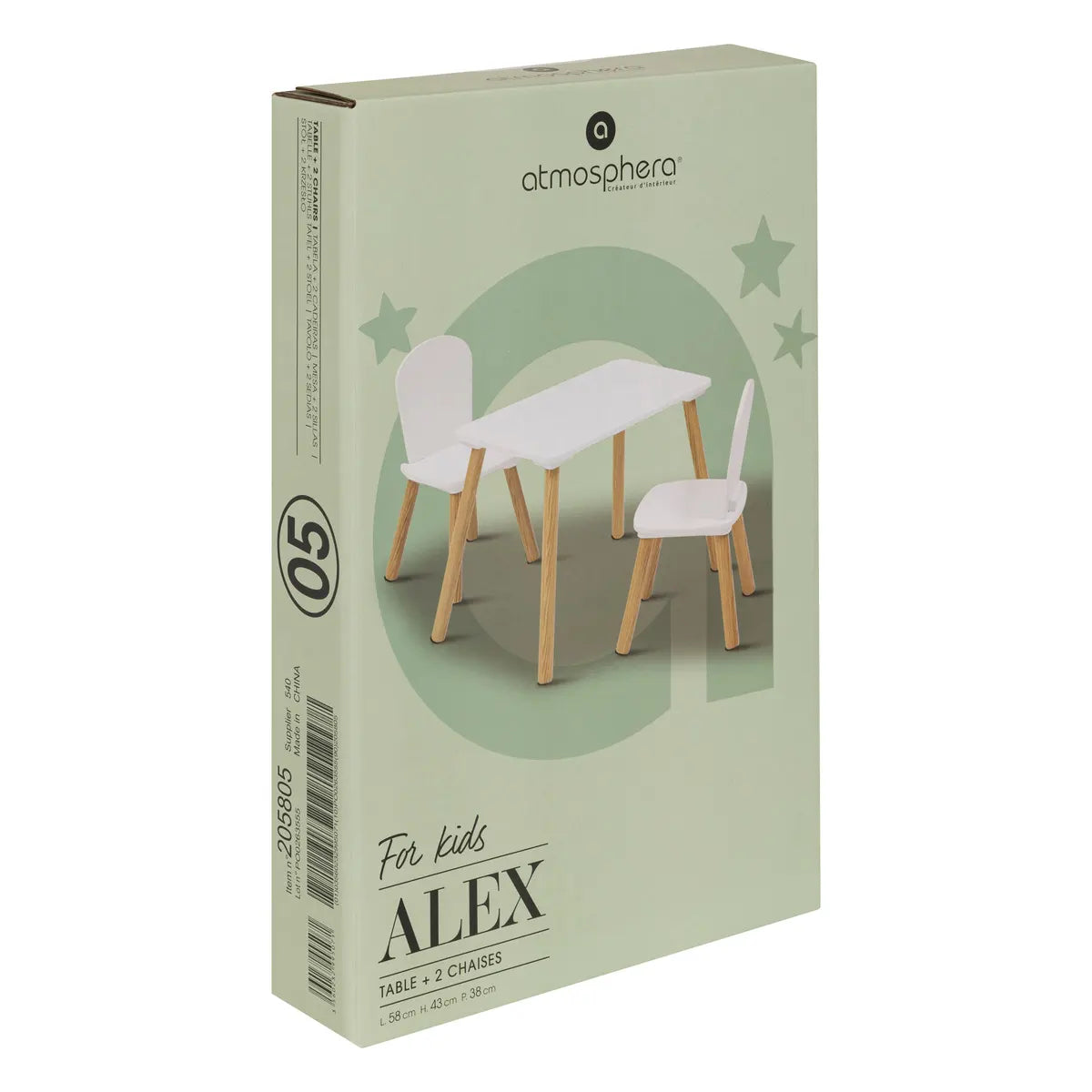 Комплект детска маса и столчета atmosphera Alex, MDF, Бор