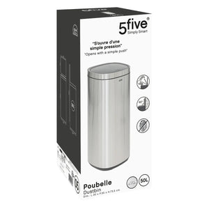 Кош 5five, Кръгъл, Инокс, Пуш бутон, 50 L